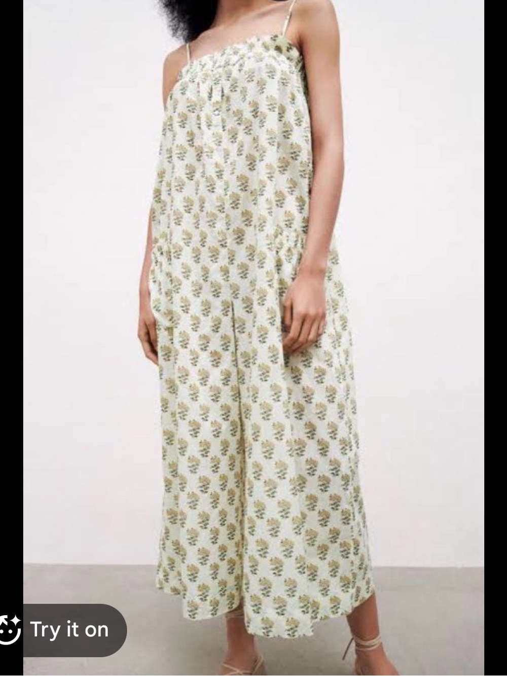 🌼ZARA Wide Leg Floral Print Boho Cotton Jumpsuit M